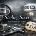 “Close‑up of sterling silver jewellery showing a 925 hallmark under a magnifying glass, hallmark stamps on a silver ring, and a price tag reading £3.99 — visual guide to spotting genuine sterling silver versus plated imitations.”